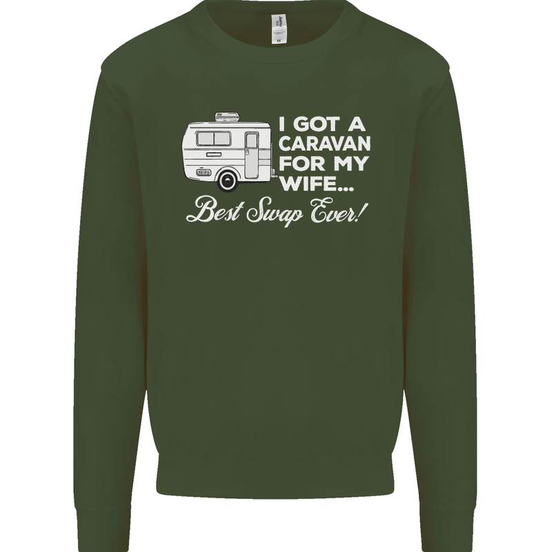 A Caravan for My Wife Funny Caravanning Mens Sweatshirt Jumper Forest Green