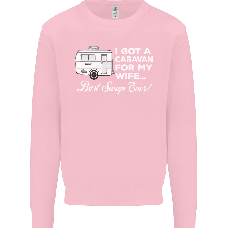 A Caravan for My Wife Funny Caravanning Mens Sweatshirt Jumper Light Pink