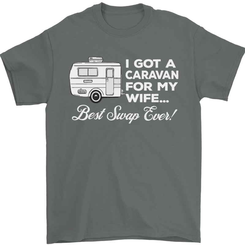 A Caravan for My Wife Funny Caravanning Mens T-Shirt Cotton Gildan Charcoal