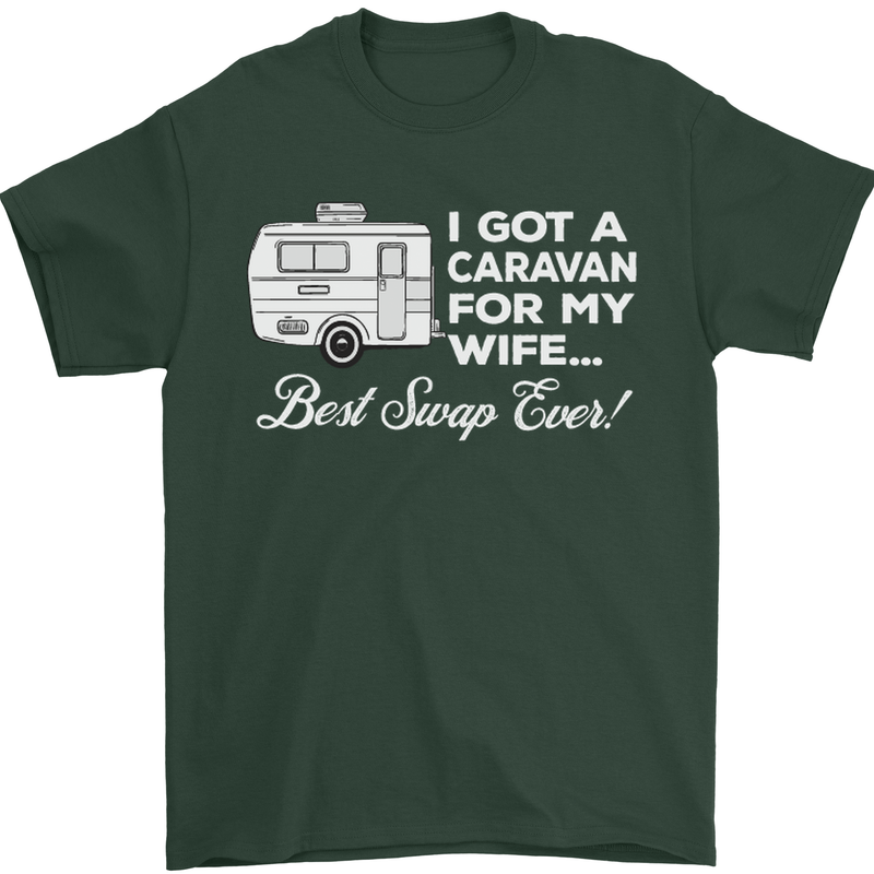 A Caravan for My Wife Funny Caravanning Mens T-Shirt Cotton Gildan Forest Green