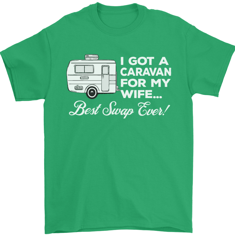 A Caravan for My Wife Funny Caravanning Mens T-Shirt Cotton Gildan Irish Green
