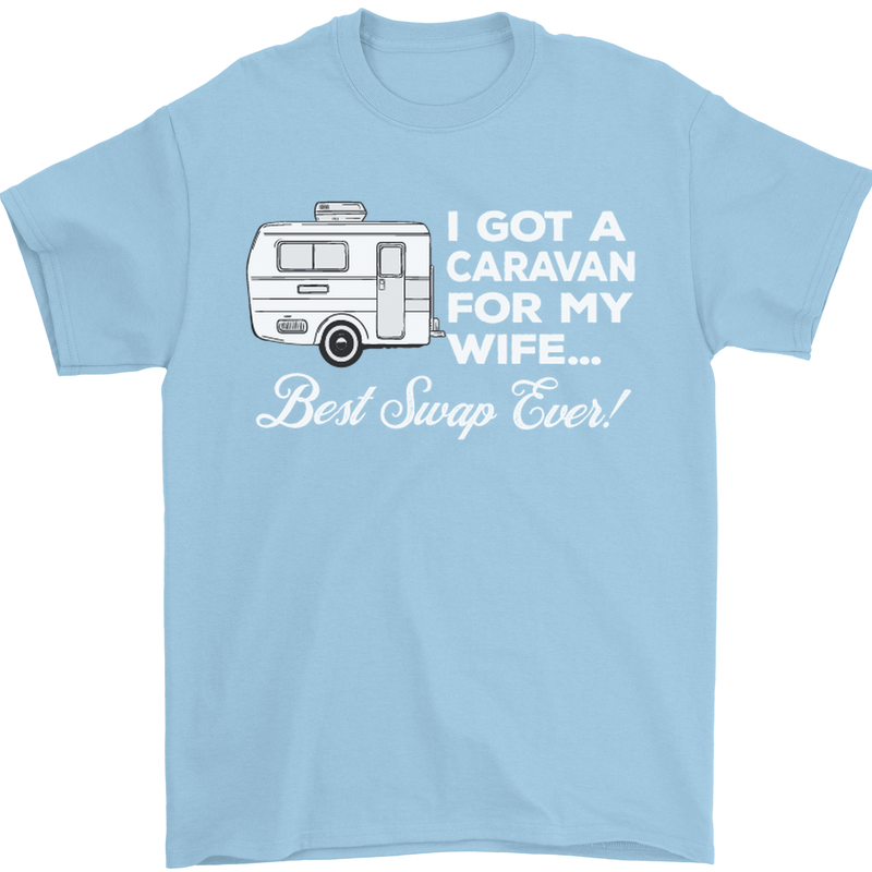 A Caravan for My Wife Funny Caravanning Mens T-Shirt Cotton Gildan Light Blue