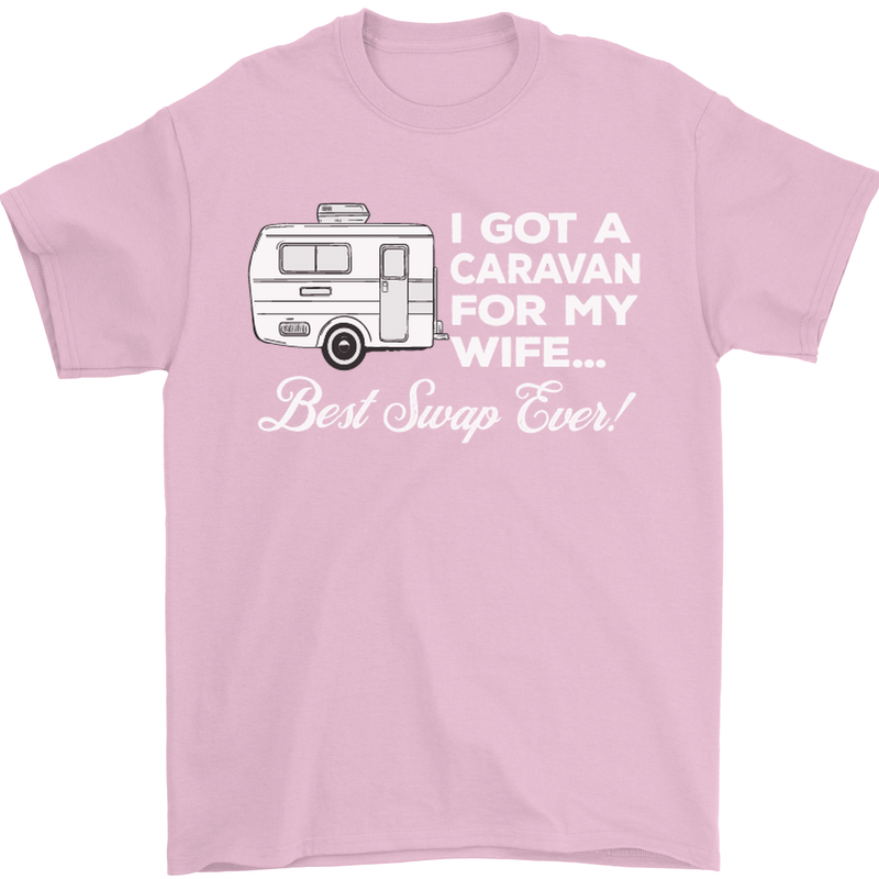 A Caravan for My Wife Funny Caravanning Mens T-Shirt Cotton Gildan Light Pink