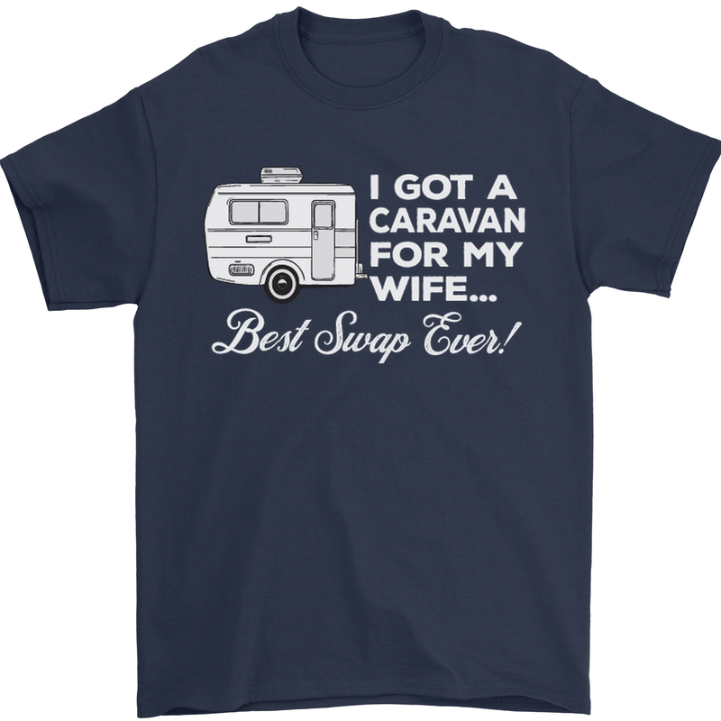 A Caravan for My Wife Funny Caravanning Mens T-Shirt Cotton Gildan Navy Blue