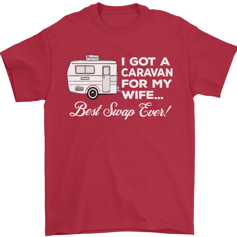 A Caravan for My Wife Funny Caravanning Mens T-Shirt Cotton Gildan Red