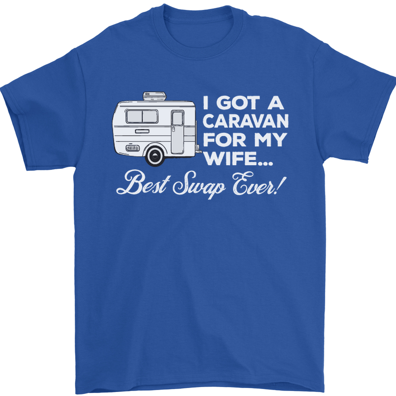 A Caravan for My Wife Funny Caravanning Mens T-Shirt Cotton Gildan Royal Blue