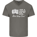 A Caravan for My Wife Funny Caravanning Mens V-Neck Cotton T-Shirt Charcoal