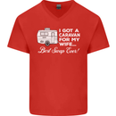 A Caravan for My Wife Funny Caravanning Mens V-Neck Cotton T-Shirt Red