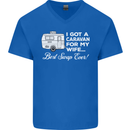 A Caravan for My Wife Funny Caravanning Mens V-Neck Cotton T-Shirt Royal Blue