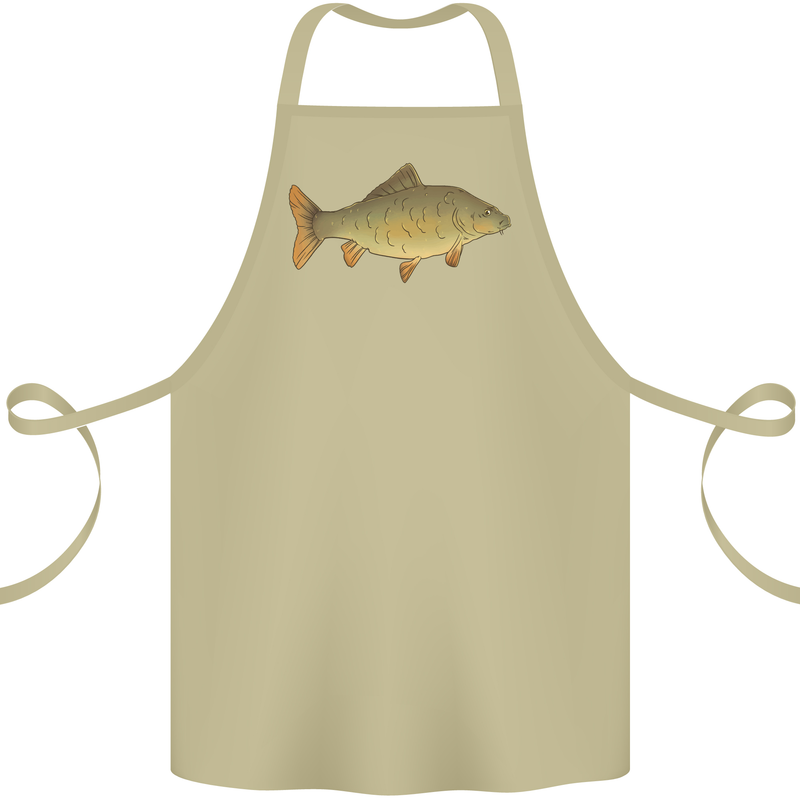 A Carp Fish Fishing Fisherman Cotton Apron 100% Organic Khaki