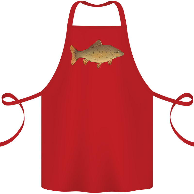 A Carp Fish Fishing Fisherman Cotton Apron 100% Organic Red