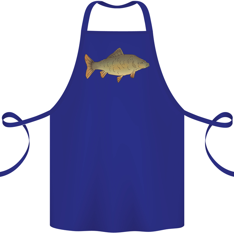 A Carp Fish Fishing Fisherman Cotton Apron 100% Organic Royal Blue