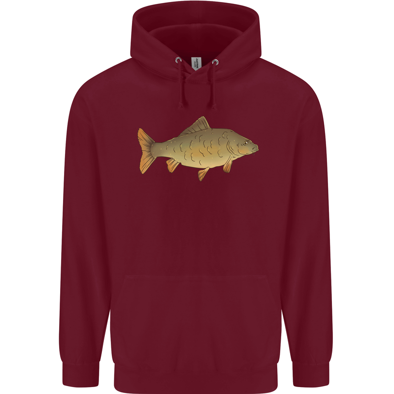 A Carp Fish Fishing Fisherman Mens 80% Cotton Hoodie Maroon