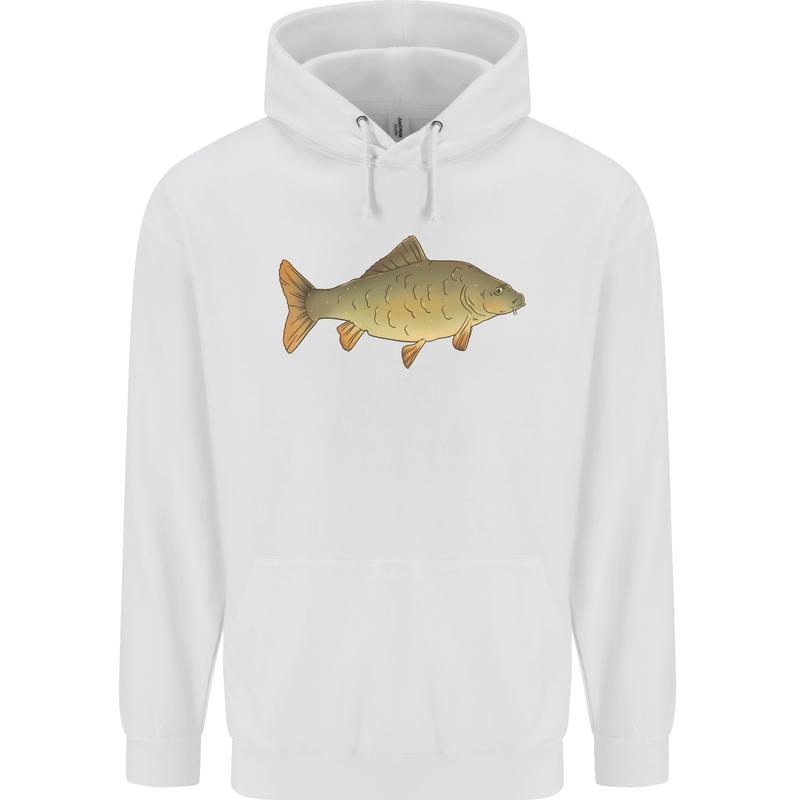 A Carp Fish Fishing Fisherman Mens 80% Cotton Hoodie White