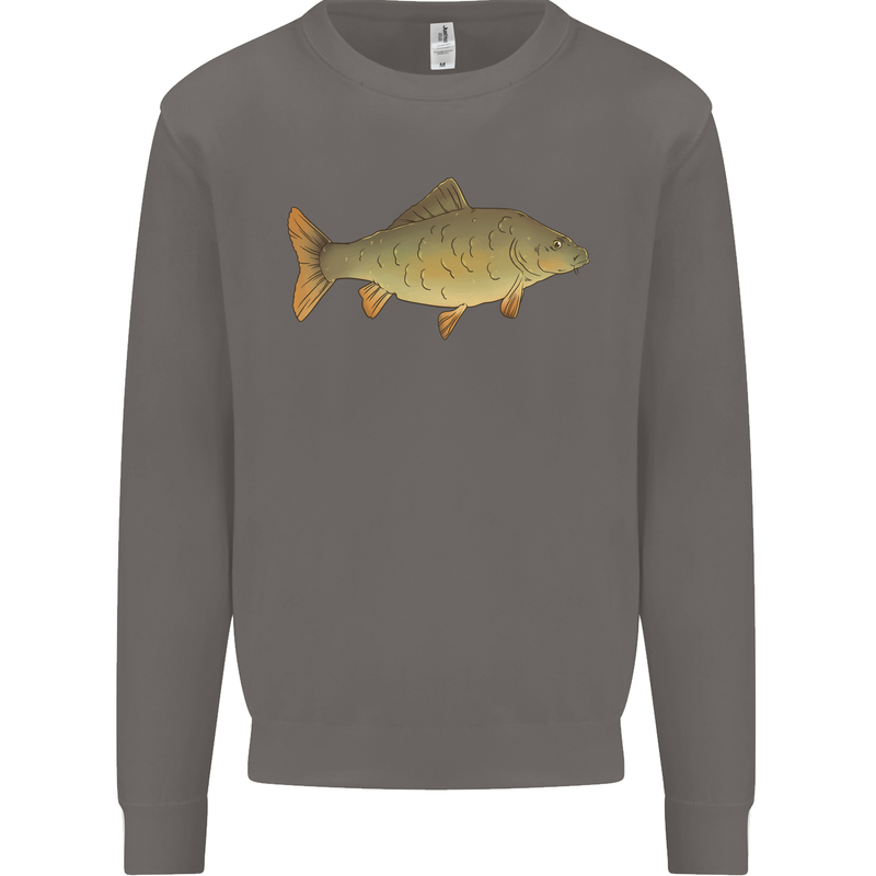 A Carp Fish Fishing Fisherman Mens Sweatshirt Jumper Charcoal