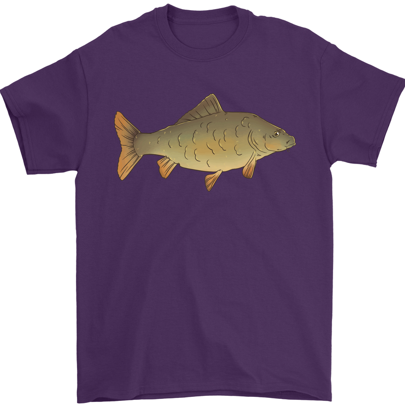 A Carp Fish Fishing Fisherman Mens T-Shirt 100% Cotton Purple