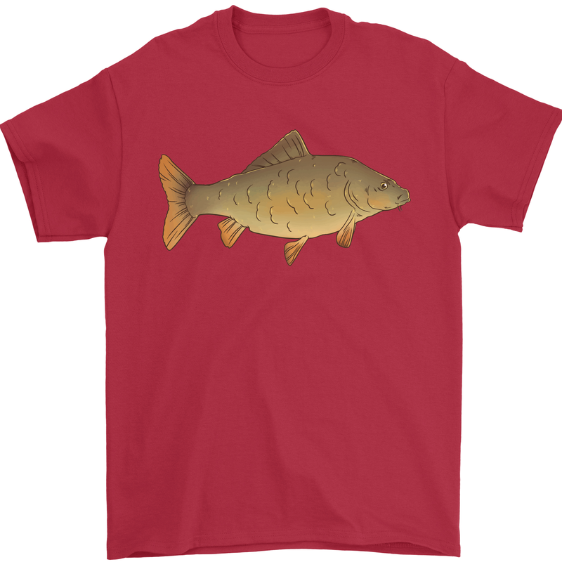 A Carp Fish Fishing Fisherman Mens T-Shirt 100% Cotton Red