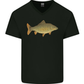 A Carp Fish Fishing Fisherman Mens V-Neck Cotton T-Shirt Black