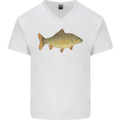 A Carp Fish Fishing Fisherman Mens V-Neck Cotton T-Shirt White