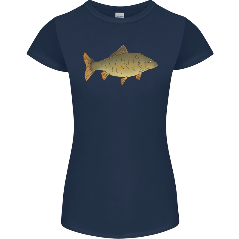 A Carp Fish Fishing Fisherman Womens Petite Cut T-Shirt Navy Blue