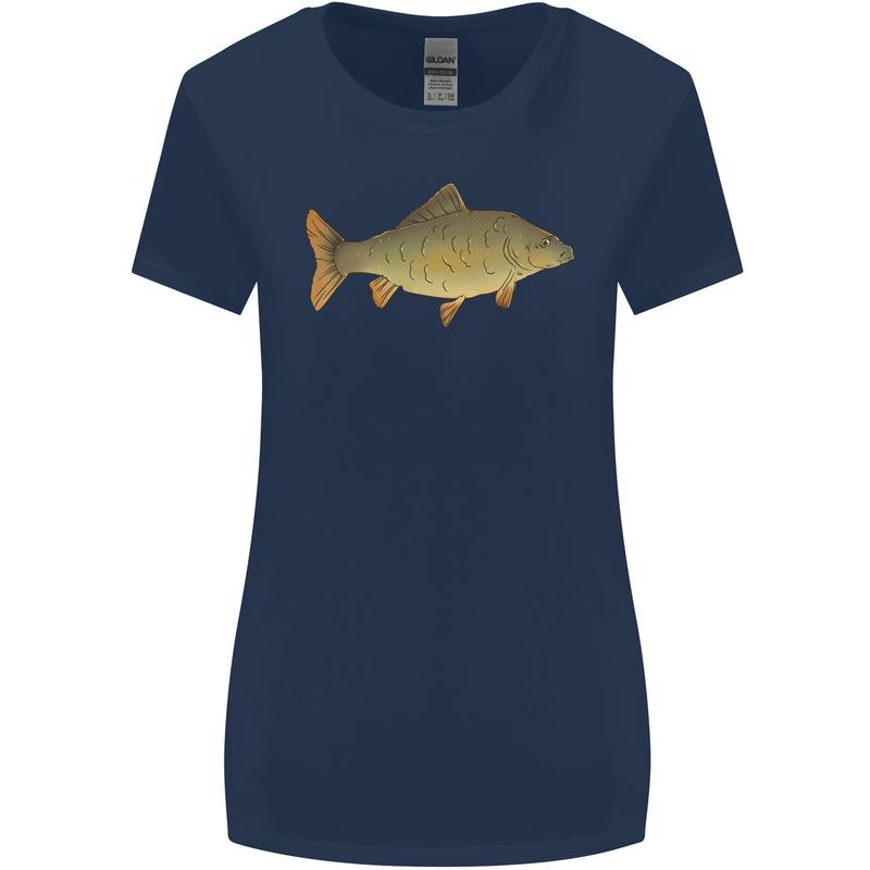 A Carp Fish Fishing Fisherman Womens Wider Cut T-Shirt Navy Blue