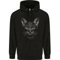 A Cat Face Mens 80% Cotton Hoodie Black