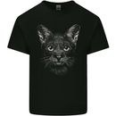 A Cat Face Mens Cotton T-Shirt Tee Top Black