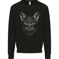 A Cat Face Mens Sweatshirt Jumper Black