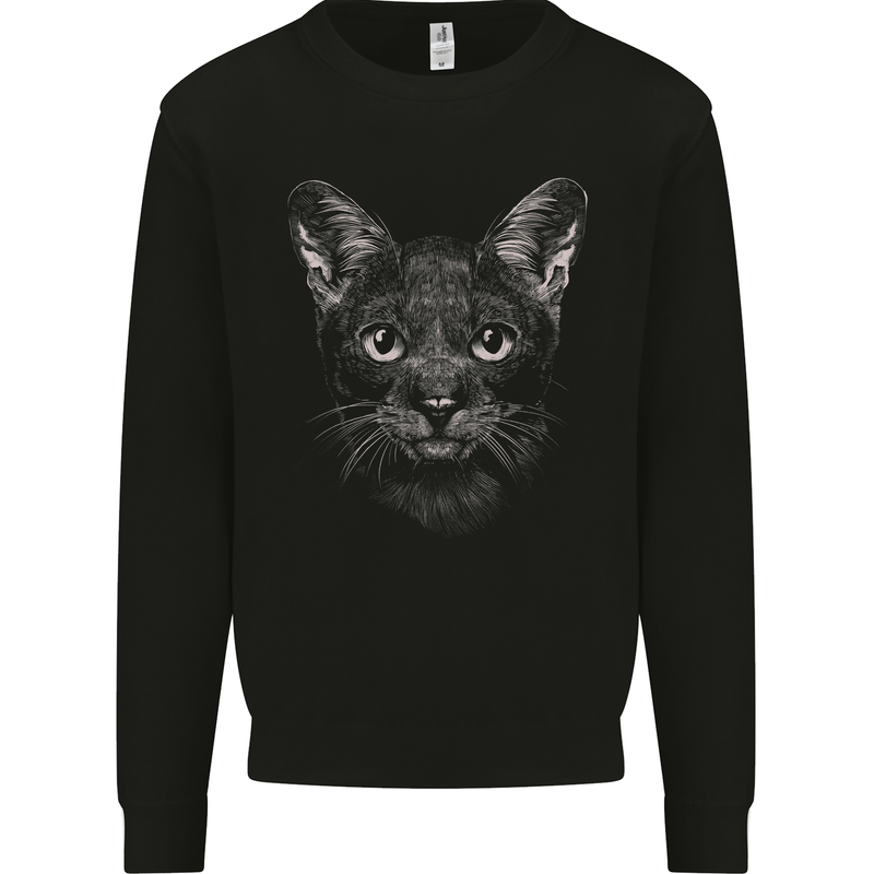 A Cat Face Mens Sweatshirt Jumper Black