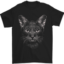 A Cat Face Mens T-Shirt 100% Cotton Black