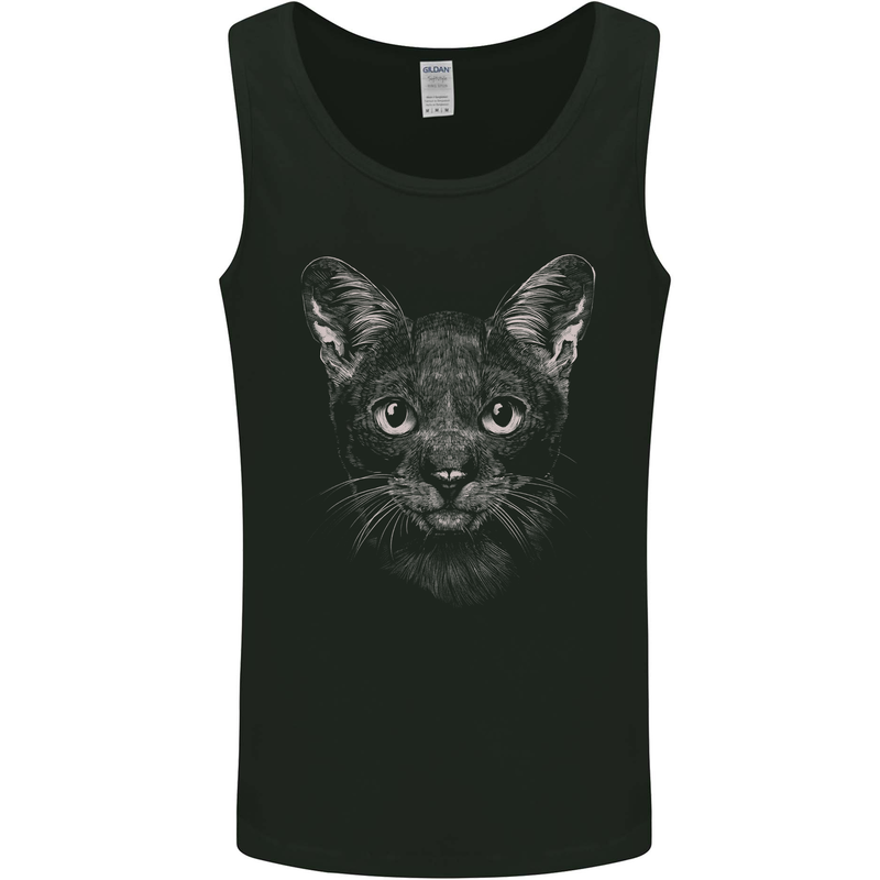 A Cat Face Mens Vest Tank Top Black