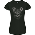 A Cat Face Womens Petite Cut T-Shirt Black