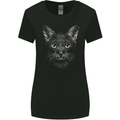A Cat Face Womens Wider Cut T-Shirt Black
