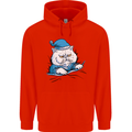 A Cat In Bed Under the Duvet Childrens Kids Hoodie Bright Red