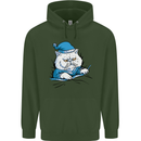 A Cat In Bed Under the Duvet Childrens Kids Hoodie Forest Green
