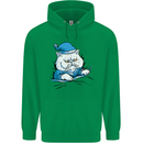 A Cat In Bed Under the Duvet Childrens Kids Hoodie Irish Green