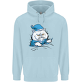 A Cat In Bed Under the Duvet Childrens Kids Hoodie Light Blue