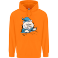 A Cat In Bed Under the Duvet Childrens Kids Hoodie Orange