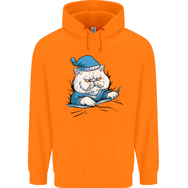 A Cat In Bed Under the Duvet Childrens Kids Hoodie Orange