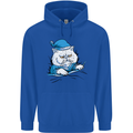 A Cat In Bed Under the Duvet Childrens Kids Hoodie Royal Blue