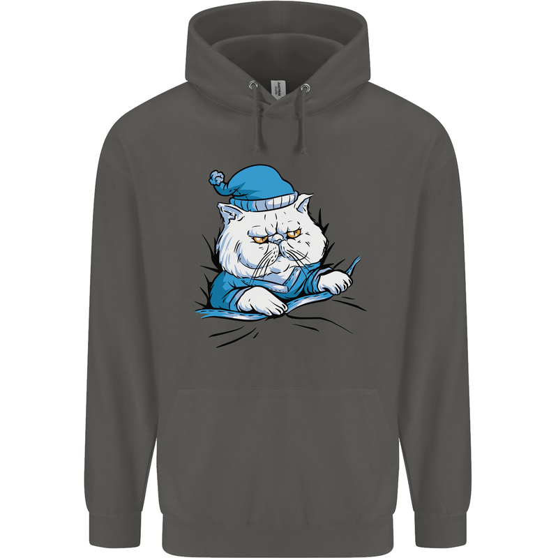 A Cat In Bed Under the Duvet Childrens Kids Hoodie Storm Grey