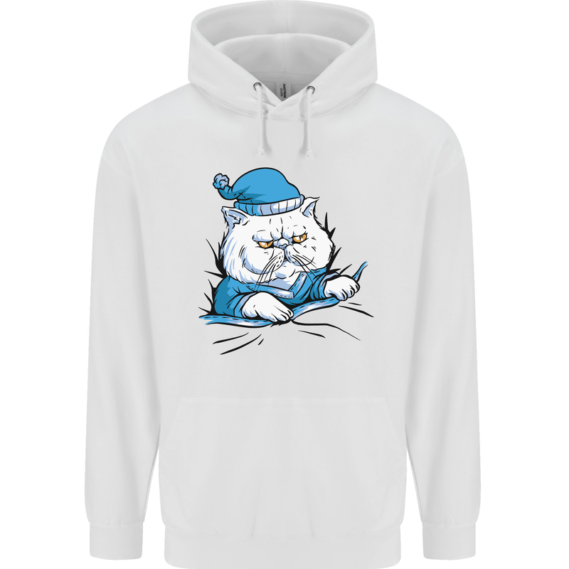 A Cat In Bed Under the Duvet Childrens Kids Hoodie White