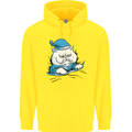A Cat In Bed Under the Duvet Childrens Kids Hoodie Yellow