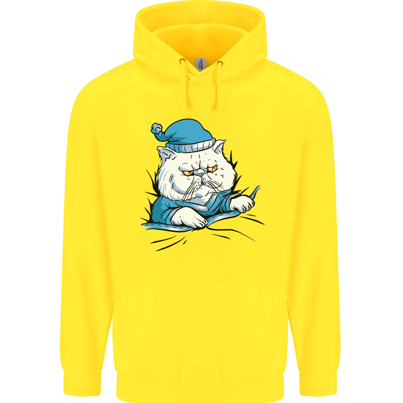 A Cat In Bed Under the Duvet Childrens Kids Hoodie Yellow