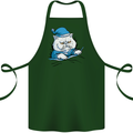 A Cat In Bed Under the Duvet Cotton Apron 100% Organic Forest Green