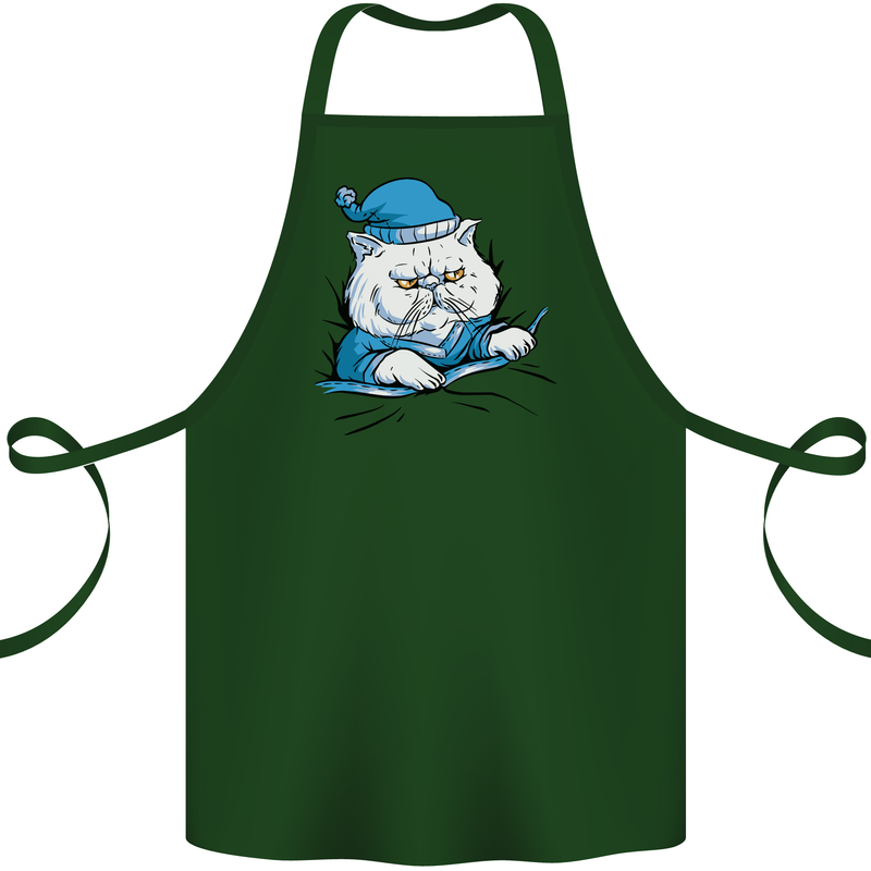 A Cat In Bed Under the Duvet Cotton Apron 100% Organic Forest Green