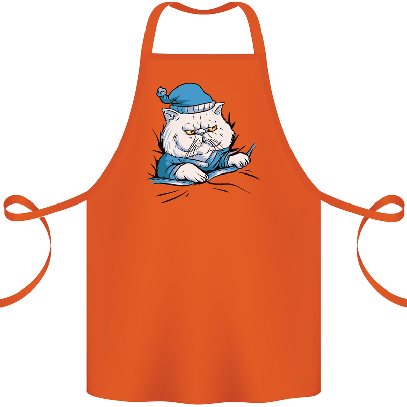 A Cat In Bed Under the Duvet Cotton Apron 100% Organic Orange