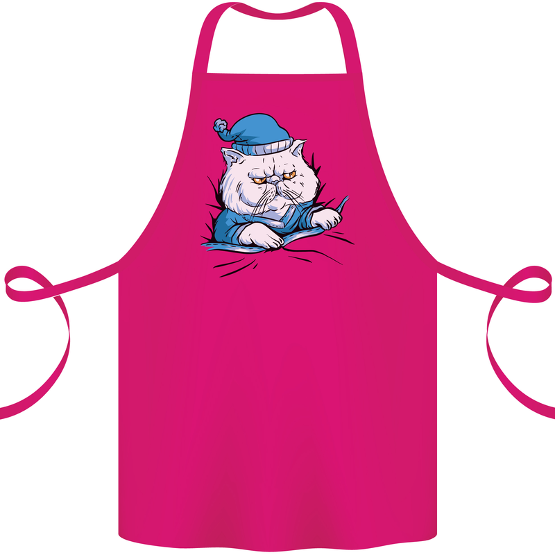 A Cat In Bed Under the Duvet Cotton Apron 100% Organic Pink