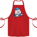 A Cat In Bed Under the Duvet Cotton Apron 100% Organic Red
