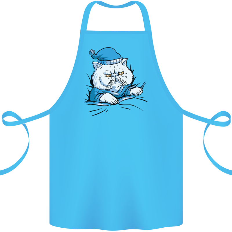 A Cat In Bed Under the Duvet Cotton Apron 100% Organic Turquoise